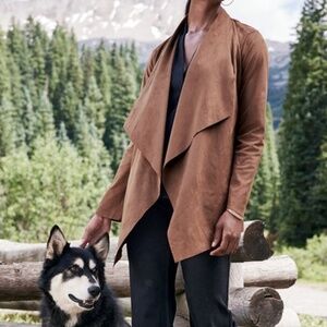 Soft Souroundings Shape Drape Faux Suede Jacket Saddle Size 1X NWT